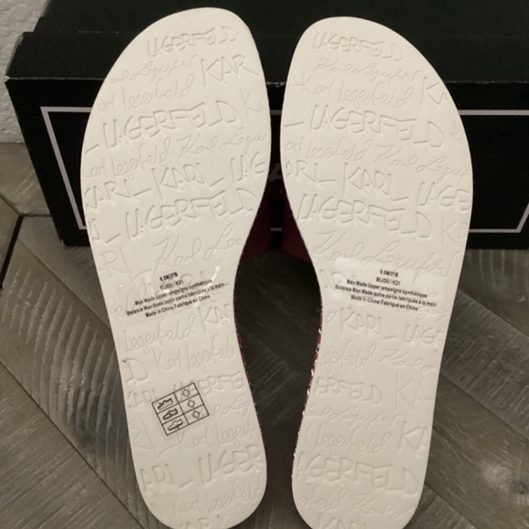 KARL LAGERFELD PARIS Women's Bijou Embellished Slide Sandals, size 6.5 - Picture 9 of 10